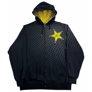 Vintage y2k Rockstar Energy Drink Full Zip Racing Hoodie Men's Large Sweatshirt